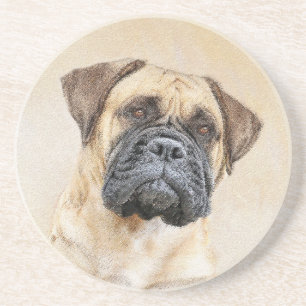 Bullmastiff Painting - Cute Original Hund Art Underlägg
