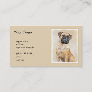 Bullmastiff Painting - Cute Original Hund Art Visitkort
