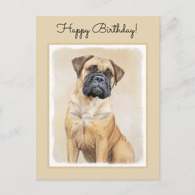 Bullmastiff Painting - Cute Original Hund Art Vykort (Framsida)