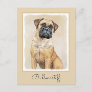 Bullmastiff Painting - Cute Original Hund Art Vykort