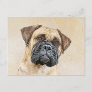 Bullmastiff Painting - Cute Original Hund Art Vykort