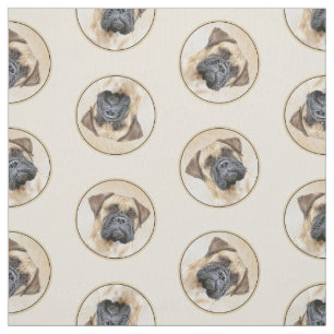 Bullmastiff Painting Fawn Red Sable Cute Hund Art Tyg
