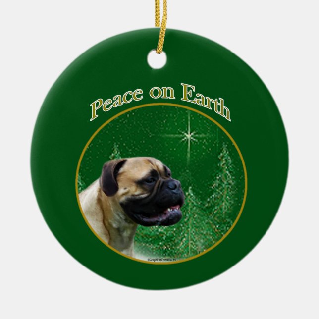 Bullmastiff Peace Julgransprydnad Keramik (Framsidan)