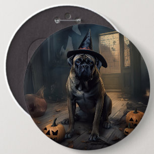 Bullmastiff Pumpa Halloween Skräckinjagande Knapp