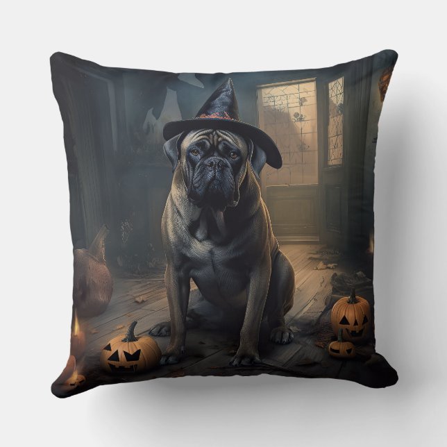 Bullmastiff Pumpkins Halloween Scary Kudde (Baksida)