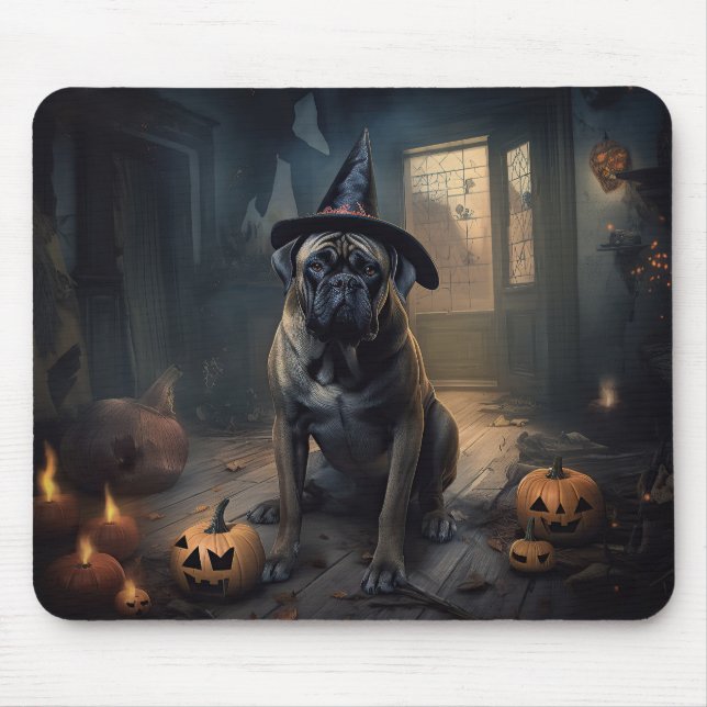 Bullmastiff Pumpkins Halloween Scary Musmatta (Framsidan)