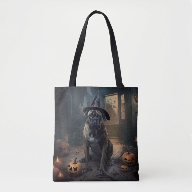 Bullmastiff Pumpkins Halloween Scary Tygkasse (Framsida)