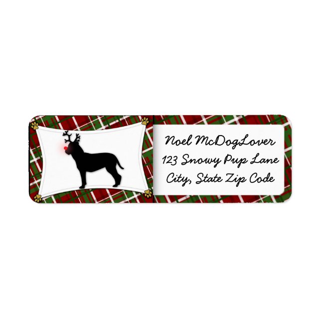 Bullmastiff Reindeer jul Returadress Etikett (Framsidan)