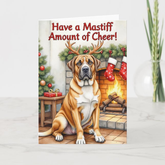 Bullmastiff Roligt Julkort Kort (Framsida)