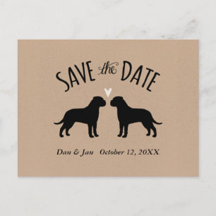 Bullmastiff Silhuetter Bröllop Save the Date Meddelande Vykort