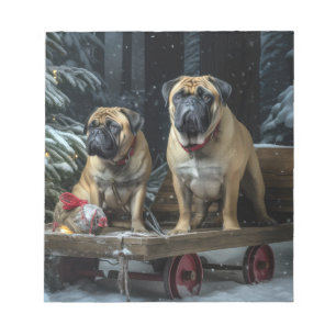 Bullmastiff Snöslädjulsdekoration Anteckningsblock