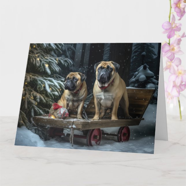 Bullmastiff Snöslädjulsdekoration Kort (Orkide)