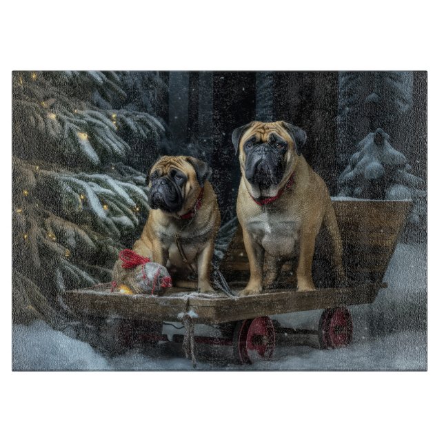 Bullmastiff Snöslädjurs Juldekoration (Framsidan)