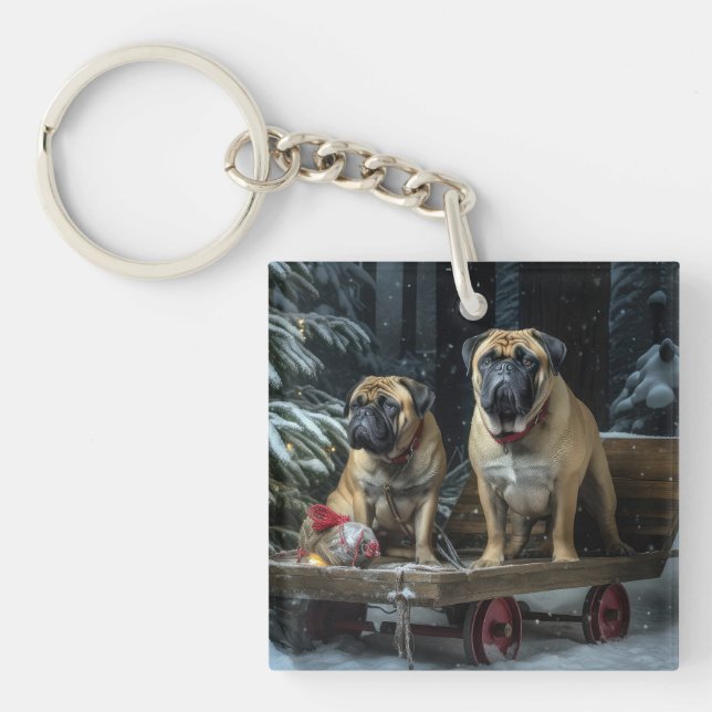 Bullmastiff Snowy Sleigh-juldekretet (Framsidan)