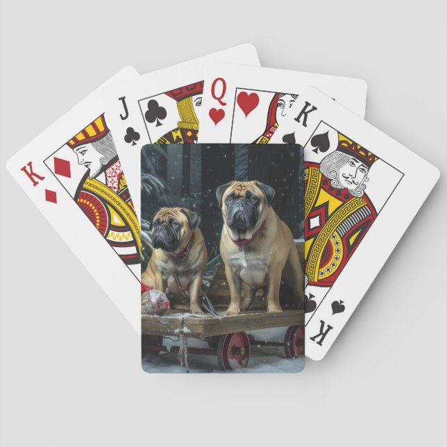 Bullmastiff Snowy Sleigh-juldekretet Casinokort (Baksidan)