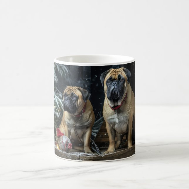 Bullmastiff Snowy Sleigh-juldekretet Kaffemugg (Center)