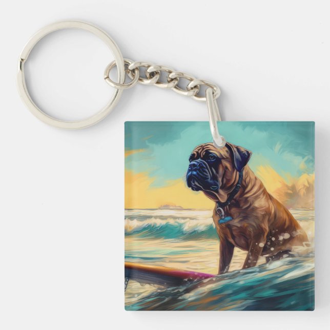 Bullmastiff Strand Surfing Målning (Framsidan)