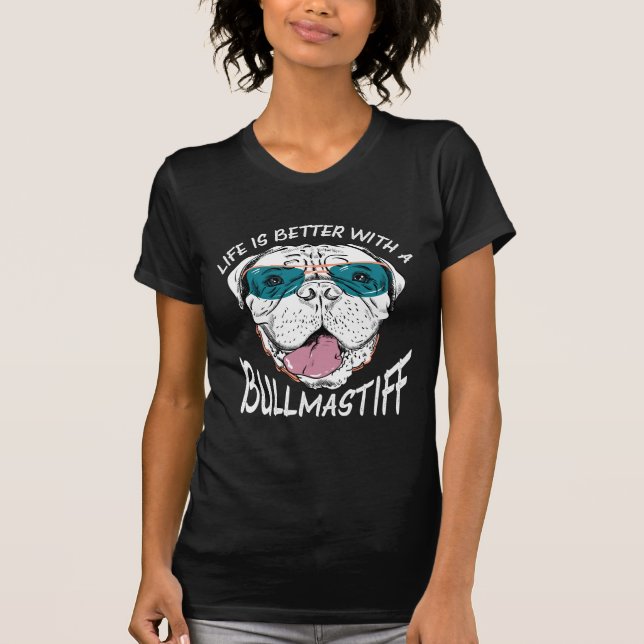 Bullmastiff Sunglasses Animal Rolig hund Älskare T Shirt (Framsida)