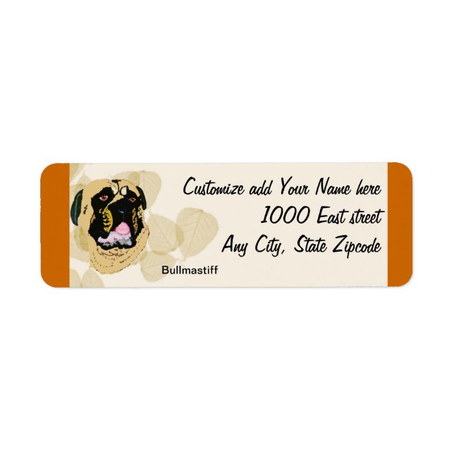 Bullmastiff Tan Lövs Returadress Etikett (Framsidan)