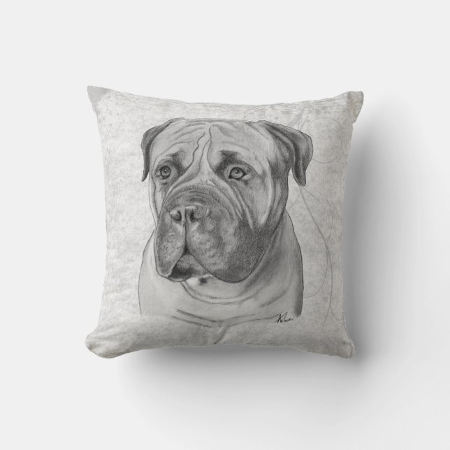Bullmastiff teckning kudde (Framsida)