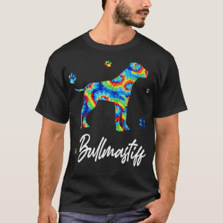 Bullmastiff Tie Dye Rainbow Dog Lover Funny  T Shirt