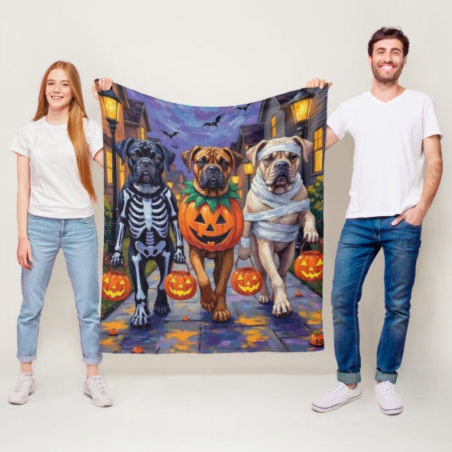Bullmastiff Trick-or-Treating Halloween Costumes Fleecefilt (På plats)