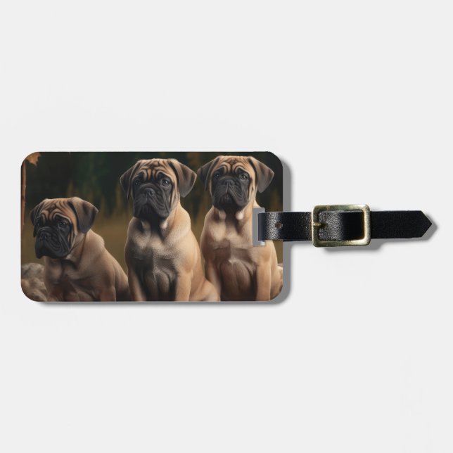 Bullmastiff Valp Autumn Delight Pumpkin Bagagebricka (Horisontell Framsida)