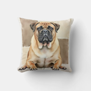 Bullmastiff Vattenfärg Varm Panel Konst Kudde