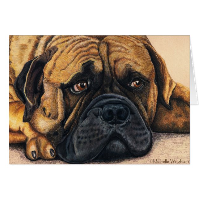 Bullmastiff Waiting - Hund aveln Art Hälsningskort (Framsidan Horizontal)