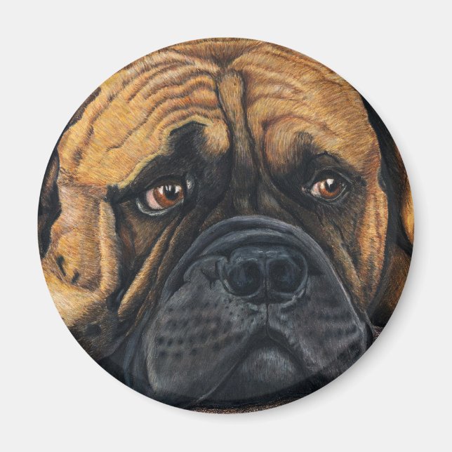 Bullmastiff Waiting - Hund aveln Art Magnet (Framsidan)