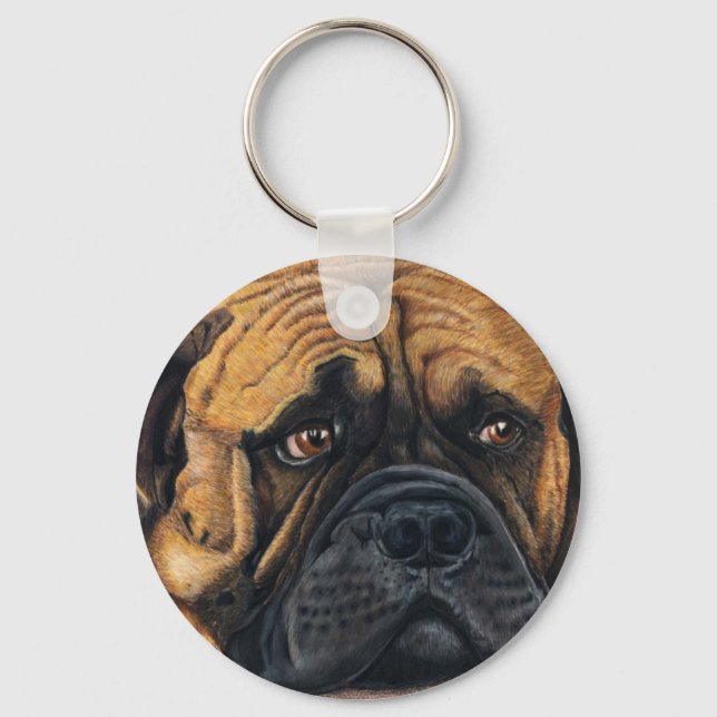 Bullmastiff Waiting - Hund aveln Art Nyckelring (Framsida)