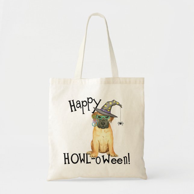 Bullmastiff Witch Tote Bag Tygkasse (Framsidan)