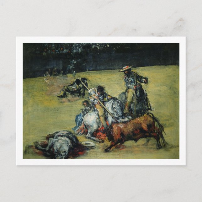 Bullmatch, c.1825 (olja på arbetsyta) vykort (Framsida)