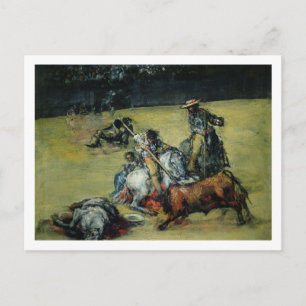 Bullmatch, c.1825 (olja på arbetsyta) vykort