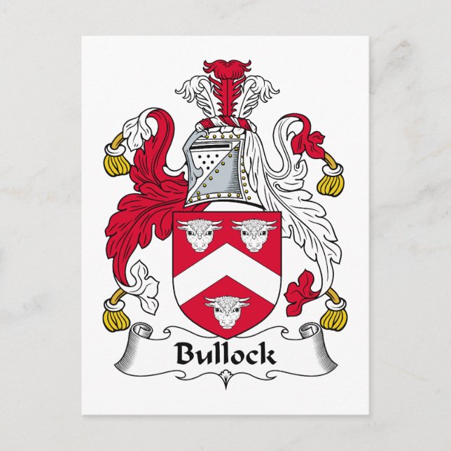 Bullock Family Crest Vykort (Framsida)