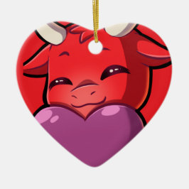 Bullpew-Chat Love Julgransprydnad Keramik