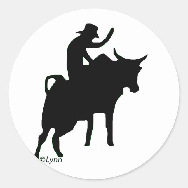 Bullrider 2 runt klistermärke (Framsida)