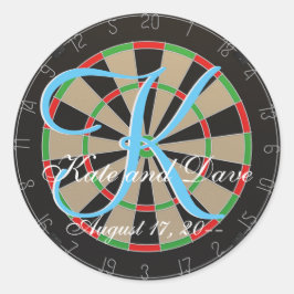 Bulls-öga Dartboard 3d Monogram Dart Wedding Favor Runt Klistermärke