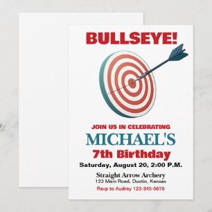 Bullseye Archery Födelsedagsfest inbjudan