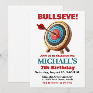 Bullseye Archery Födelsedagsfest inbjudan