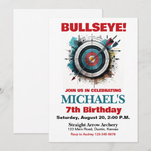 Bullseye Archery Födelsedagsfest inbjudan