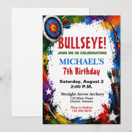 Bullseye Båge och Pil Båge-fest Födelsedag Inbjudningar