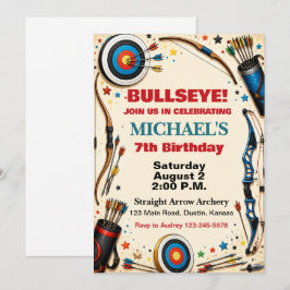Bullseye Båge och Pil Bågefirande Födelsedag Inbjudningar