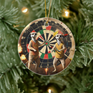 Bullseye Burrow: Meerkat Dart League Julgransprydnad Keramik