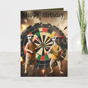 Bullseye Burrow: Meerkat Dart Players, Birthday Kort
