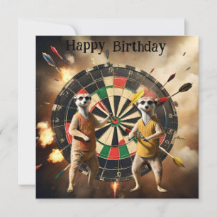 Bullseye Burrow: Meerkat Dart Players, Birthday Kort