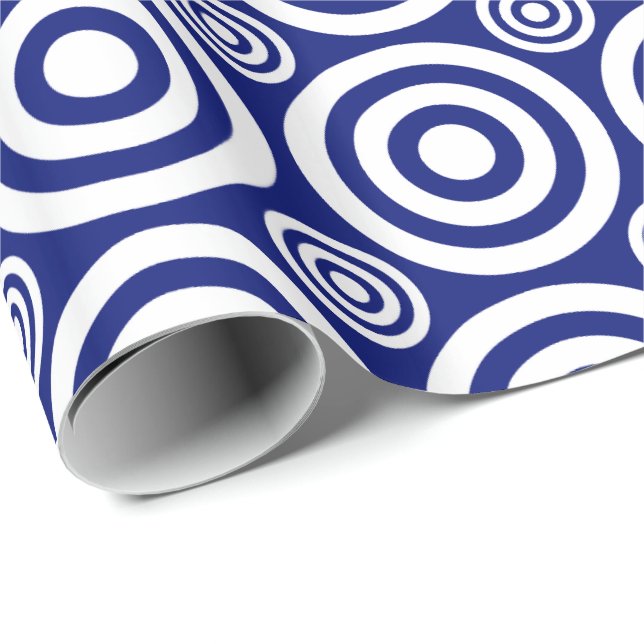 Bullseye-Gift Wrap-Blue-White Presentpapper (Rullad Hörn)
