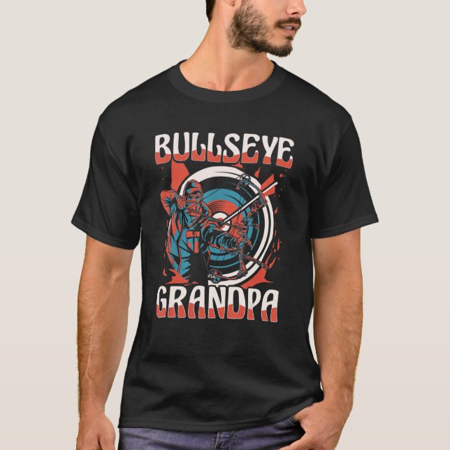 Bullseye Grandpa Bowman Bow Arrows Archery Grandd T Shirt (Framsida)