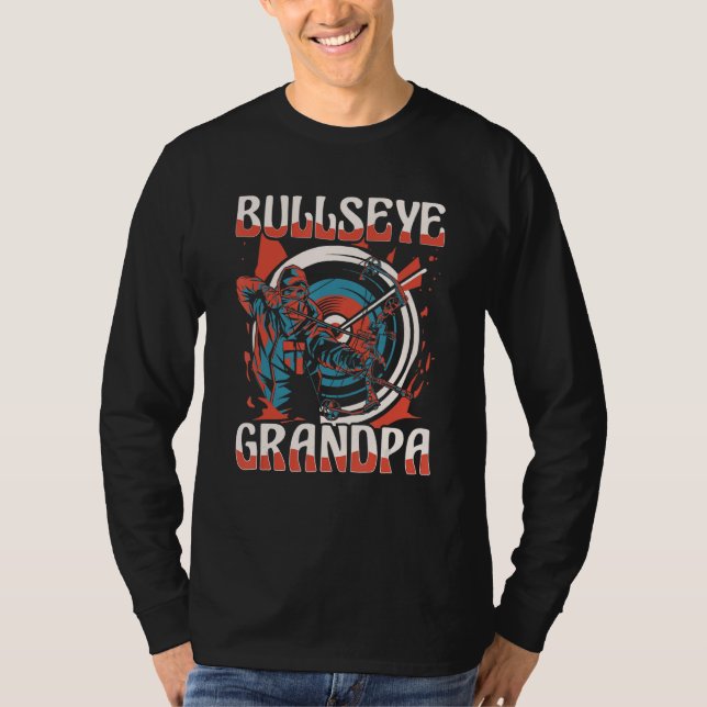Bullseye Grandpa Bowman Bow Arrows Archery Grandd T Shirt (Framsida)