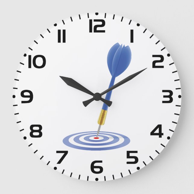 Bullseye Hit Blue Dart on Target Stor Klocka (Framsida)